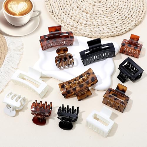 SMKSL 12 Pcs Hair Claw Clips for Women & Girls 3 Styles Hair Accessories - color: Tortoise