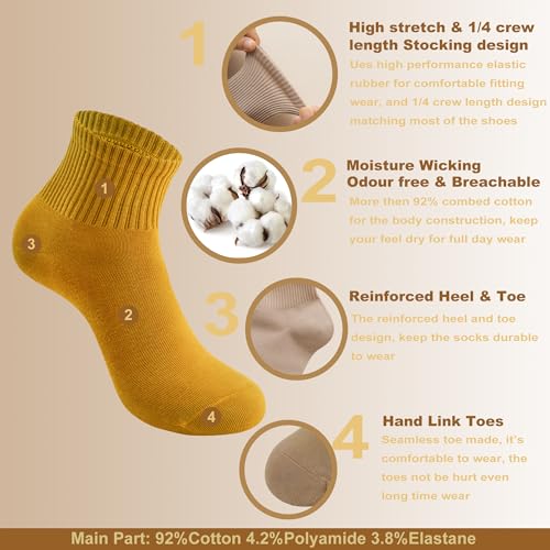 Women's Cotton Quarter Crew Socks - color: 04 Multicolor - 5 Pairs