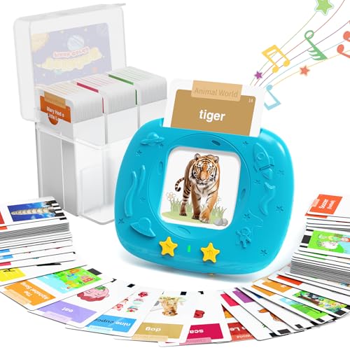 HOMESTEC Toddler Talking Flash Cards with 216 Double Sided Cards - color: Blue, style: english
