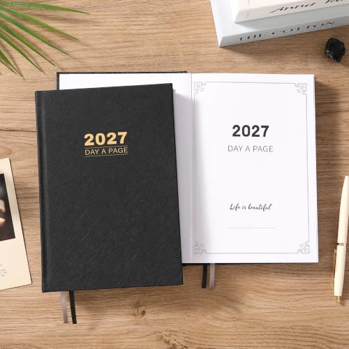 2027 Diary - Diary Full Page Per Day, Daily Planner 2027 - color: Black (2026-2027)