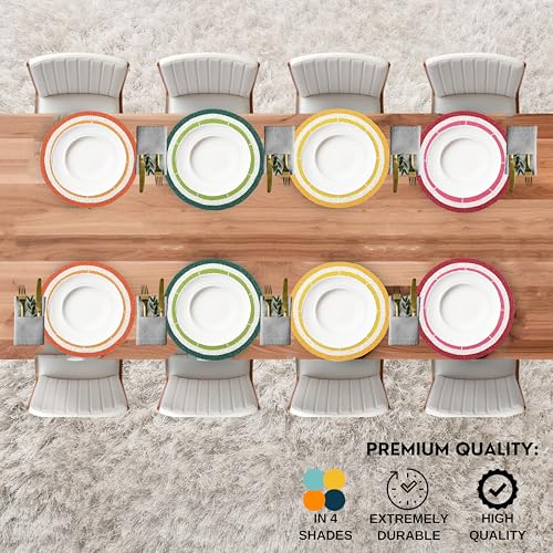 Beaded Charger Placemats - Set of 4 Handmade Round Glass Bead Table Mats for Dining, Coffee Table Decor, Heat-Resistant, Elegant Holiday Table Setting (Multi) - ALPHA Living HOME - color: Tangerine Yellow, size: Set of 1