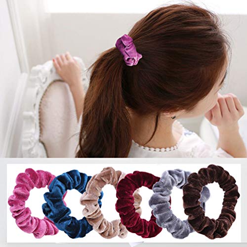 KINGMAS 10 Pcs Hair Ties Velvet Scrunchies, Elastic Flannelette Hair Bands