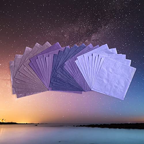 Natural Fiber Mulberry Paper Sheets 6 x 6 Inches, 50 PCS Handmade Craft Paper for Origami, Scrapbooking, Card Making, DIY Decoration, Mixed Media Art (Purple Tone, 6x6 Inch) - color: Lavender Tone, size: 6 x 6 inches