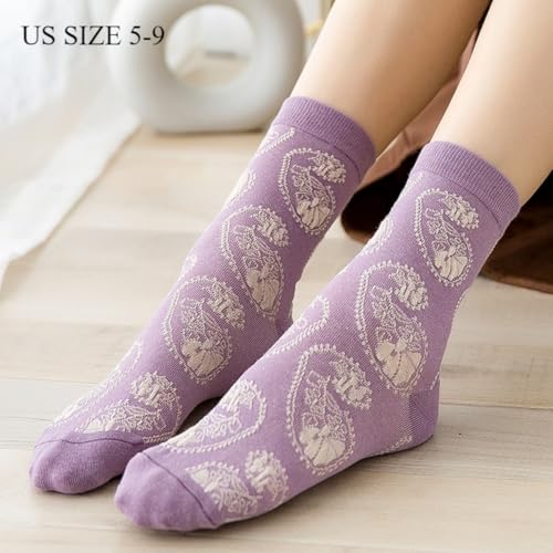 Lavish Lavender Argyle Frill Socks for Women, Dress Socks - color: 5pair-purple