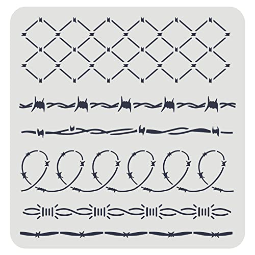 FINGERINSPIRE Barbed Wire DIY Stencil 11.8x11.8inch 6 Styles Wire Pattern - color: Barbed Wire