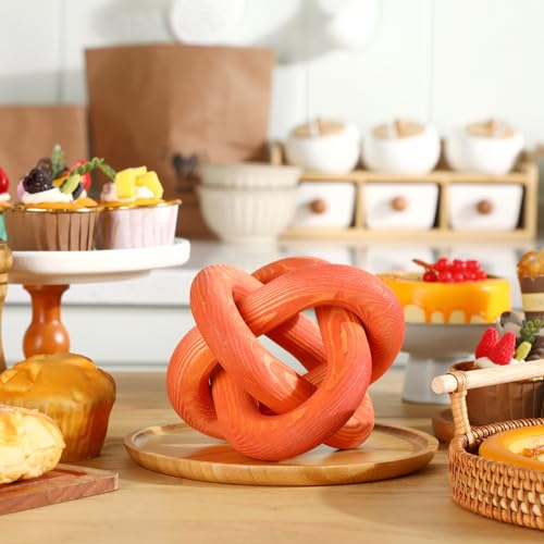 Yalikop 3 Link Wood Knot Decor Rustic Table Shelf Accents, Orange - color: Orange