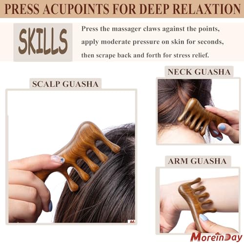 Wooden Loc Comb - Scalp Massage, Gua Sha, Sandalwood Wood Head Massager for Hair Growth, Women and Men - style: 01 Hand