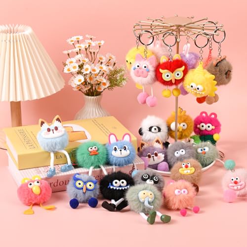 LiYiQ 30 Pcs Cute Plush Keychains Kawaii Keychain Bulk for Birthday Goodie Bags Pinata Toys Classroom Prizes Party Favors