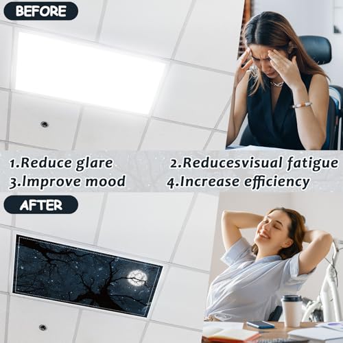 6 Pcs Fluorescent Light Covers with 60 Magnets Decorative for Classroom Ceiling Lights 4 x 2 Feet Magnetic Light Cover Filter Easy Install for Office Hospital Home Ceiling Supplies(Dark Forest) - color: Dark Forest