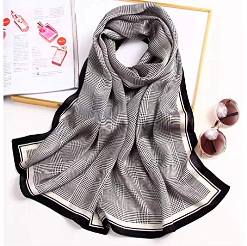 ANDANTINO 100% Silk Long Scarf-Women Large Oblong Shawls with Gift Packed - color: Check-earth Tone