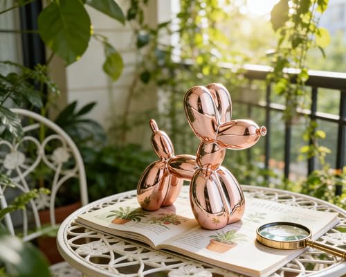 4 Inch Shiny Rosegold Balloon Dog Sculpture - color: Shiny Rose Gold