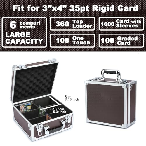 Collectable Trading Card Cases, Toploaders Storage Box, Magnetic Card Storage Hard Cabinet, Graded Card Storage Case, Sports & Trading Collector Storage Box (Coffee) - color: Coffee, size: Medium