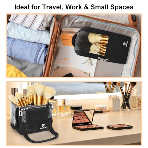 Relavel Makeup Brush Bag, Foldable Stand Up Large Makeup Brush Holder