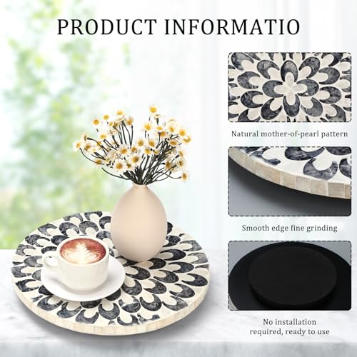 Reallnaive Mother of Pearl Lazy Susan, Round, Floral - color: Floral, style: Round
