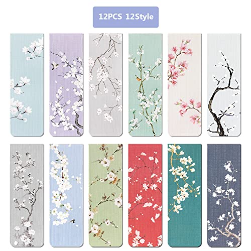 UpUDo 12 Pack Magnetic Bookmark, Book Marker Clip for Teachers, Students, Book Lovers, Printing on 2 Side - color: Style J