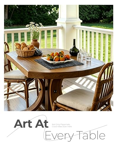 Leetaltree Black and Grey Woven Placemats Set of 4 - Heat Resistant Non-Slip Place mats for Dining Table, Washable Durable PVC Vinyl Woven Table Mats(Black & Grey, 4) - color: C0- Black and Grey, size: Set of 4