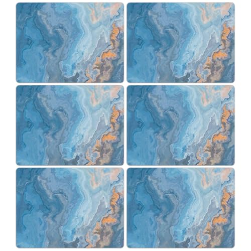 Blue Marble Placemats Set of 6 Plastic Table Mat 17×13×0.04in - style: Blue Marbles
