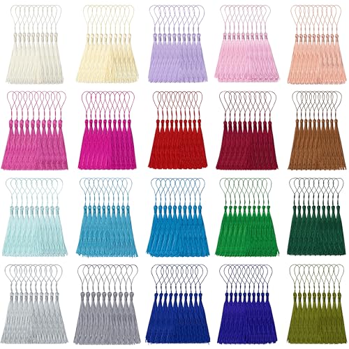 200 PCS Bookmark Tassels Bulk, 20 Colors Mini Silk Tassels for Crafts, 5" Bookmarks Tassel with Loop, Small Tassel for Bookmarks, Keychains, Jewelry DIY, Graduation Caps – 10 of Each Color