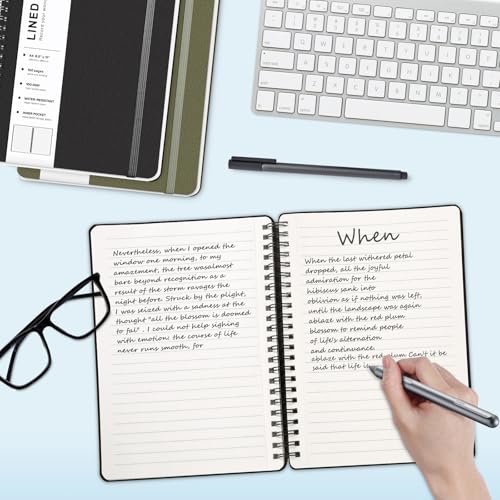 Lined Spiral Journal Notebook, A4 Hardcover Leather Notebook for Work, 8.5''×11'', 100GSM Thick Paper Spiral Bound Journaling Notebooks for Women & Men Office School Note Taking Business, Black - color: Black, size: A4