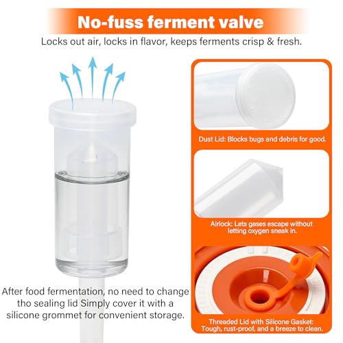 64oz/2L Fermentation Jars with Airlocks & Weights, 2 Pack - size: 3.3 IN*2 Pack (64oz/2L Jars)