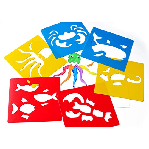 Lependor 36 Pieces Plastic Drawing Painting Stencil Templates - Washable Template - Random Colors