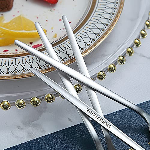 Matt Silver 6 Piece Stainless Steel Tablespoons, Soup & Dessert Spoons - 8.1 Inch, Dishwasher Safe - color: 1. Matte Silver