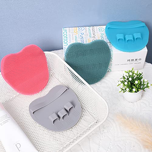 4 Pack Soft Silicone Shower Brush, Body Exfoliating Skin Massage Scrubber, Dry Skin Brushing Glove Loofah, Fit for Sensitive and All Kinds of Skin (4 Pack-PP1) - color: 4 Pack-pp1