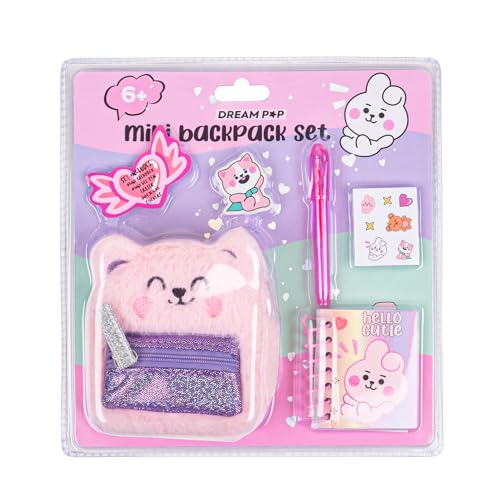 VOTUM Pink Bear Keychain Charm for Backpacks, Purses, Handbags, Car Keys with Stationery Set - Includes Mini Notebook, Gel Pen, Eraser, Stickers - Portable & Fun Gift for Tweens & Adults Ages 8+ - style: Pink Bear
