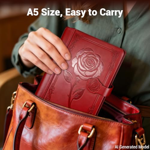 Aocii leather Journal for Women, A5 lined Daily Journals Notebook - color: burgundy