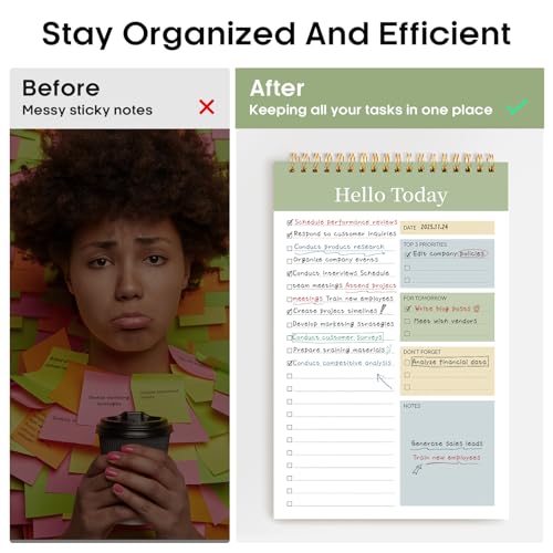 Taja To Do List Notepad, Undated Daily Planner for Work and Goal Setting - color: v-Green, size: 1 Pack