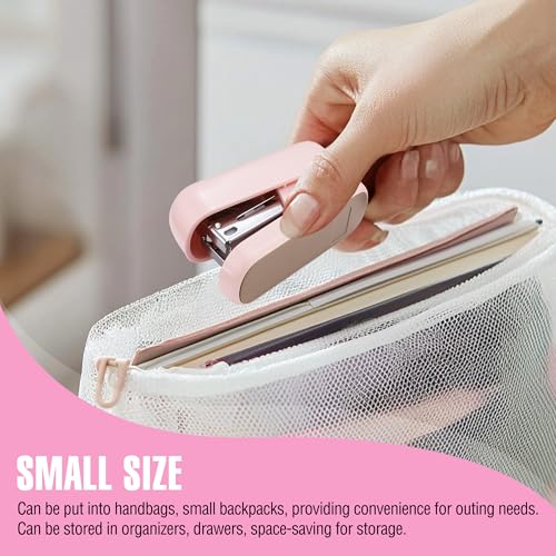 WORKPRO Mini Stapler with Staples, Two Pink Staplers, One Staple Remover - color: Pink