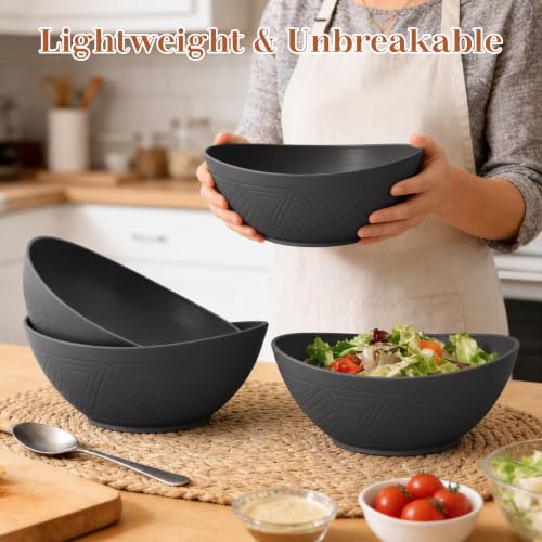 65 OZ Large Salad Bowls, Large Plastic Bowl Reusable (Black) - color: Black, size: 65 Oz