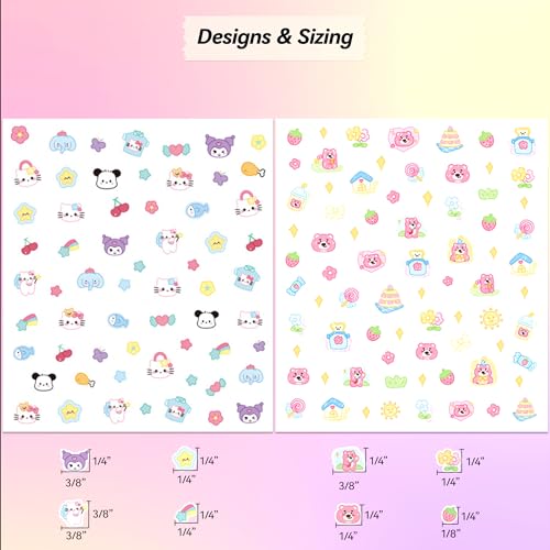 Okiyomi 3D Kawaii Nail Stickers Bulk Pack, 10 Sheets, 719 Decals - color: 5d Set of 10