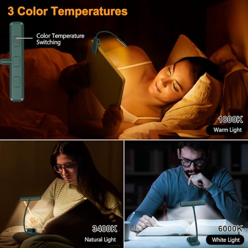 Gritin 19 LED Rechargeable Book Light for Reading in Bed - color: Blackish Green