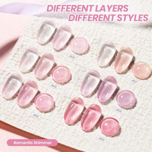 Beetles Pink Glitter Gel Polish Set, 6 Colors Jelly Gel Polish Kit - color: A - Sheer | Romantic Shimmer