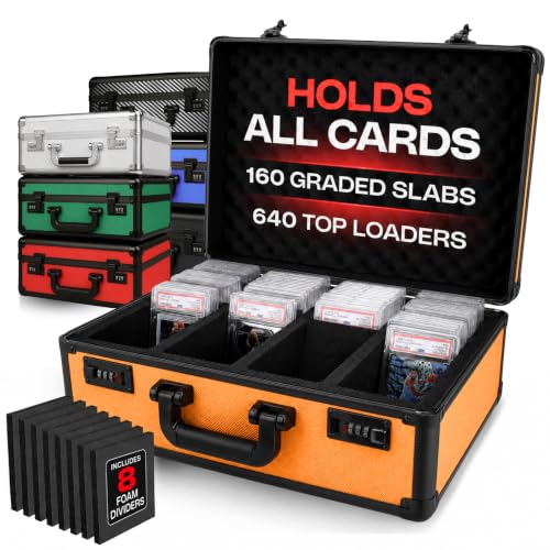 Universal Trading Card Storage Box, 4 Row Orange Graded Card Case Slab Case - color: Orange, size: 4 Row