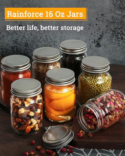 Rainforce 16 oz Mason Jars with Silver Lids 15 Pack Pint Glass Canning Jars - color: Silver