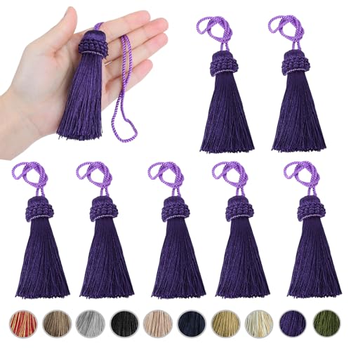 8PCS Tassel Key Colorful Tassel for Cord Loop,Elegant Handmade DIY Craft Accessory Home Decoration (Purple) - color: Purple