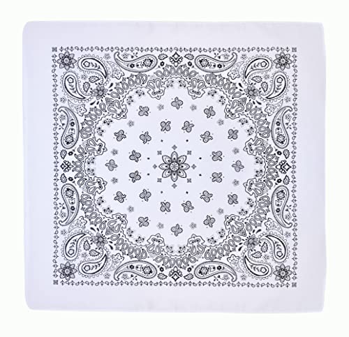 Every-ville Cotton Bandana Handkerchief for Men & Women, 3 Pack - color: White