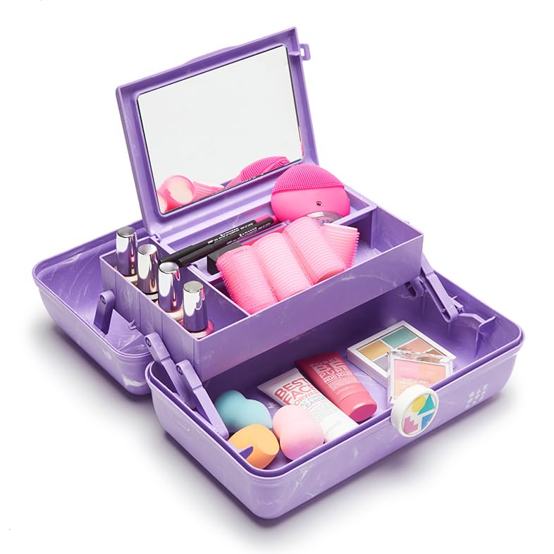 Caboodles On-The-Go Girl Retro Case, Lavender Marble, 13x8x5.75 Inch (Pack of 1) - color: Lilac Marble