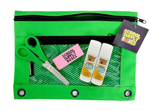 School Supply Boxes | 17" (Black or Clear) Backpack Bundle for (Elementary, Intermediate, or High School) - color: Clear, style: Intermediate