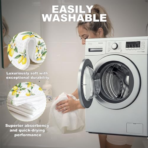 2 Pcs Flower Lemon Kitchen Towels Tea Towel - color: Multi 1600