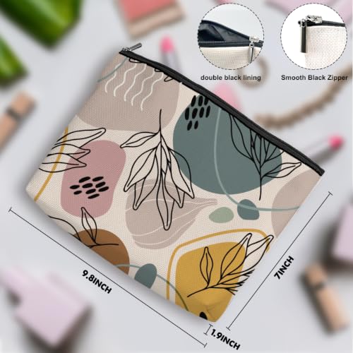 Boho Makeup Bag, Abstract Geometric Leaf Makeup Organizer Cosmetic Bags - color: BohoLeaf01