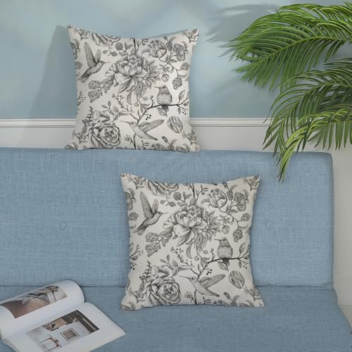 Chinoiserie Black Birds Floral Pillow Covers 18x18 Pack of 2 - color: Black Flower Bird 5, size: 18" x 18" (Pack of 2)
