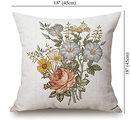 Solekla Chamomile Roses Rustic Farmhouse Decorative Throw Pillow Cover Square Cushion Case for Home Sofa Couch Decoration 18 x 18 Inches - color: Sl196