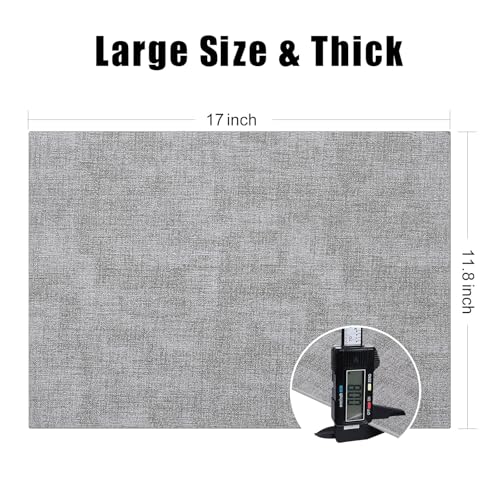 Homaxy PU Faux Leather Placemats for Dining Table, Set of 6, Light Grey - color: Light Grey