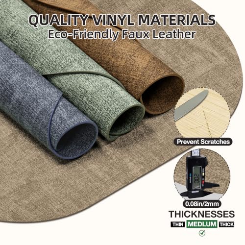 Oval Placemats Set of 6, 17.7 x 11.8 Inch Faux Leather Place Mats, Washable Wipeable Non Slip, Heat Resistant Waterproof Table Mats for Dining Table, Kitchen, Indoor Outdoor Light Coffee - color: R-light Coffee