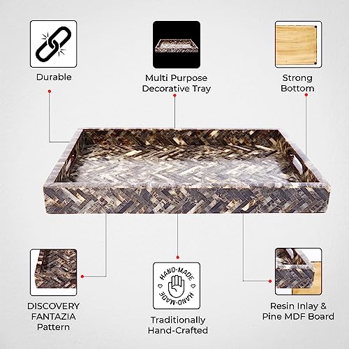 Handicrafts Home Resin Inlay Decorative Serving Ottoman Tray,17x11 - color: Discovery Fantazia, size: 17" x 11" x 2"