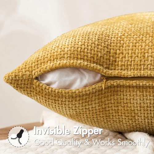 MIULEE Decorative Couch Throw Pillow Covers 18x18 in Mustard Yellow 2 Pack - color: Gold, size: 18" x 18" (Pack of 2)