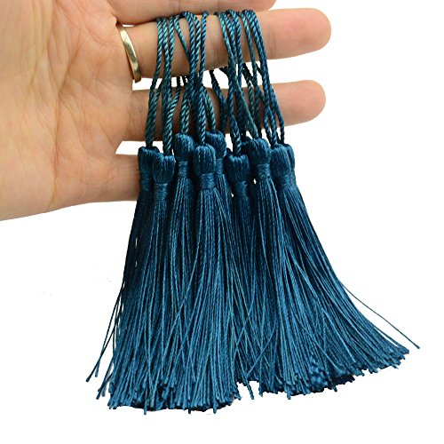 100Pcs 5 Inch Silky Bookmark Tassels for Jewelry, Souvenir(Dark Teal) - color: Dark Teal